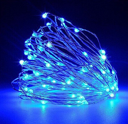 Гирлянда “Роса” проволока на батарейках+USB: 20 метров синий