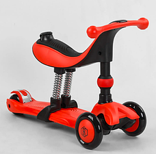 Самокат-велобіг 3в1 триколісний BS-71899 Best Scooter, 3 колеса PU зі світлом, червоний, фото 2