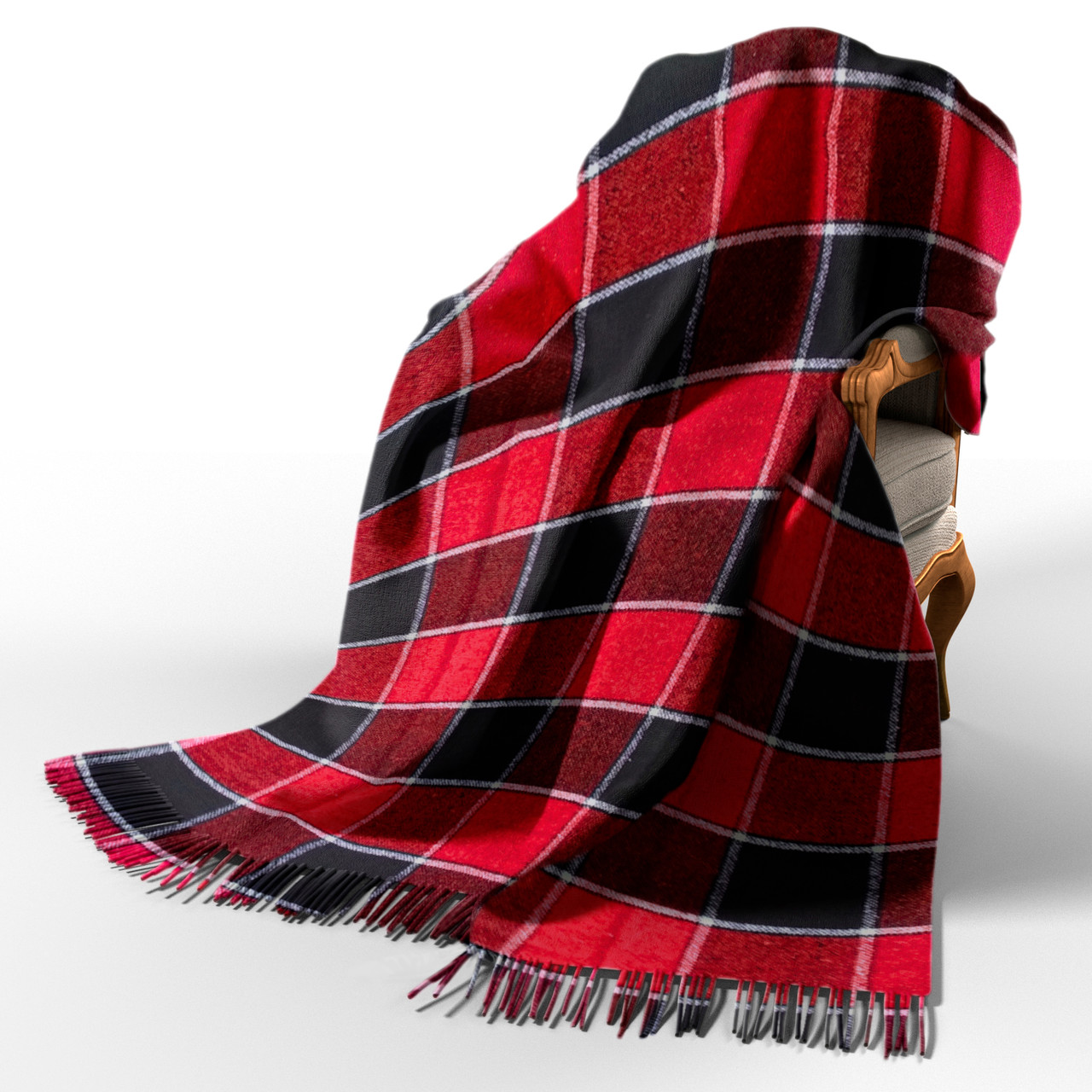 Плед вовняний П7 біл-черв-чорний Love You 140 x 200 см