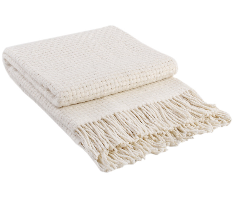 Плед Рогожка вовняний білий Love You 140 x 200 см