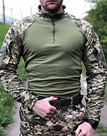Военная тактическая мужская рубашка пиксель ВСУ 48-54 Убокс зсу пиксельный с длинным рукавом тактический 52