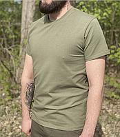 Военная футболка тактическая мужская зеленая под форму для зсу летняя армейская хаки