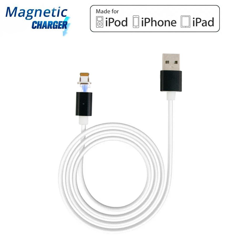 Магнітний кабель Lightning "Magnetic Cable DM-M12" Білий 1м, магнітний зарядний кабель на айфон 2А, фото 1
