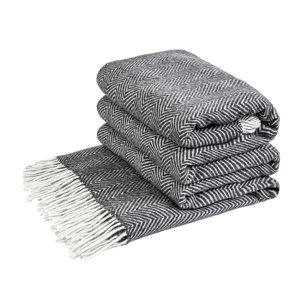 Плед Мериносовый ЗИГ-ЗАГ тем.серый Love You 140 x 200 см