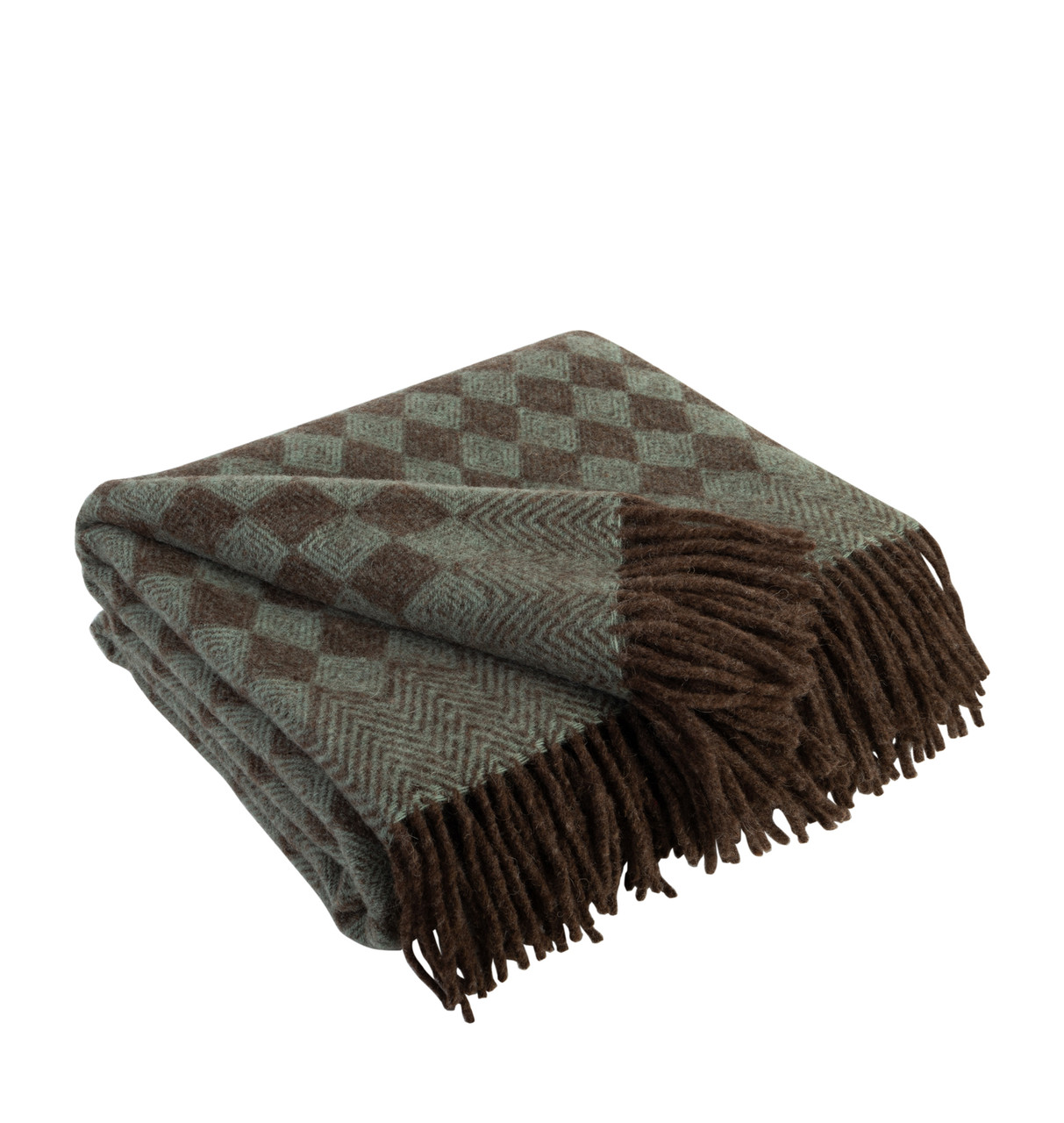 Плед з екологічної вовни коричнево-зелений Love You 140 x 200 см