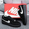 Чоловічі зимові кросівки Nike Air Force Low Black Winter Чорні Взуття Найк Аир Форс Лов натуральний замш з хутром утеплені, фото 6
