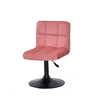 Сірий барний стілець на чорному млинці з м'якою оксамитовою оббивкою для салонів, клієнтів Arno BK — Base
