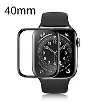 Захисна плівка для Apple Watch 40mm (0.2 мм, 3D) Polycarbone противоударна, чорна рамка