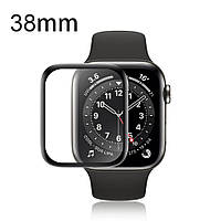 Захисна плівка для Apple Watch 38mm (0.2 мм, 3D) Polycarbone противоударна, чорна рамка