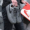 Чоловічі зимові кросівки Nike Air Force Low Dark Grey (Темно сірі) Взуття Найк Аир Форс Лов натуральний замш з хутром утеплені, фото 5