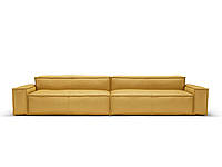 Модульний диван лофт прямий розкладний MeBelle MODE-XL 3,4 м у вітальню, жовтий гірчичний еко-шкіра, рогожка