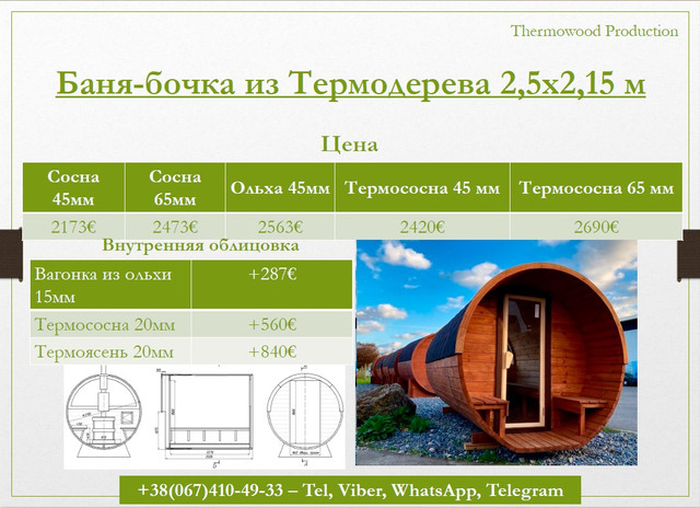 баня бочка 2м фото