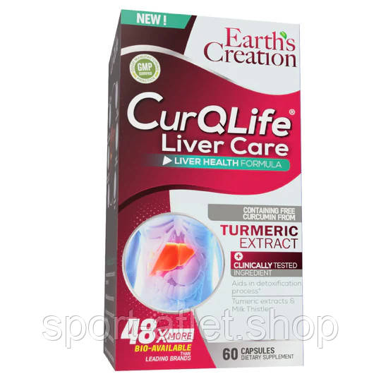 Натуральна добавка Earth's Creation CurQLife Liver Care, 60 капсул, фото 1