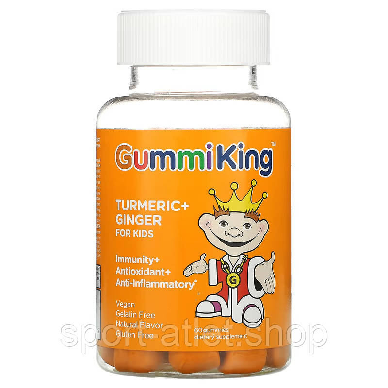 Натуральна добавка GummiKing Turmeric + Ginger, 60 жувальних таблеток, фото 1