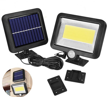 Вуличний ліхтар на сонячній батареї із датчиком руху Solar F100 світильник прожектор для освітлення