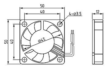 Вентилятор охолоджуючий CJY 50х50 (5 В, 0.2 A, 2 pin XH2.54-2P), вентилятор постійного струму для корпусу, фото 3