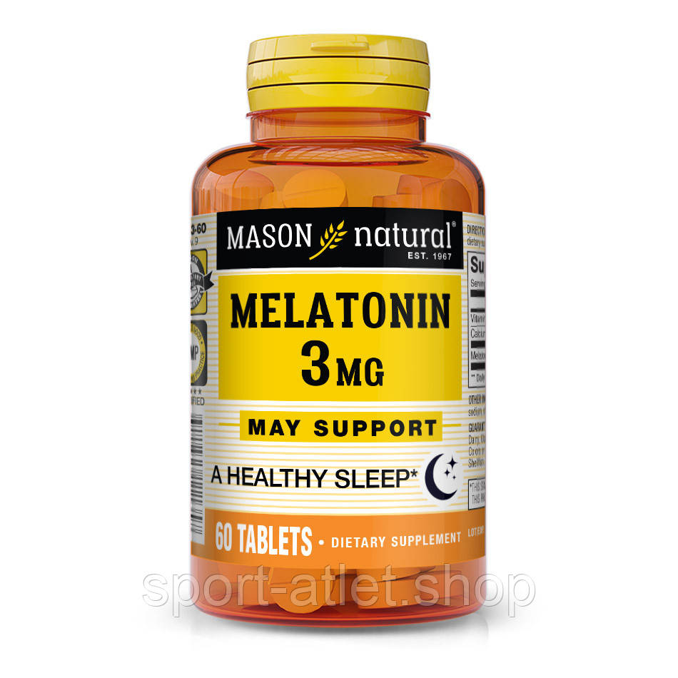 Натуральна добавка Mason Natural Melatonin 3 mg, 60 таблеток, фото 1