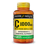 Витамины и минералы Mason Natural Vitamin C 1000 mg with Rose Hips & Zinc, 100 каплет