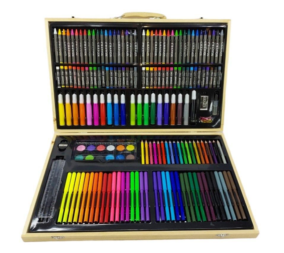 Художній набір для малювання та творчості у дерев'яній валізі, 180 предметів