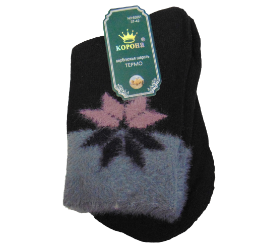 Шкарпетки термо верблюжа вовна з махрою Корона 2651 37-42 чорні із сірим, фото 1
