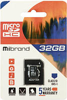 Карта пам`яті 32Gb Micro-SDHC(UHS-1 U3) Mibrand (adapter) class10 №0023