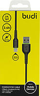 Кабель USB > lightning Budi №M8J158L-BLK 2.4A 1м black/Breidon
