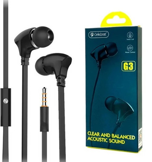 Навушники вакуумні Celebrat G3 black+мікрофон, фото 1