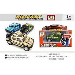 Игрушка DIY TOYS Военный Внедорожник металл pull-back, в ассорт 3 шт