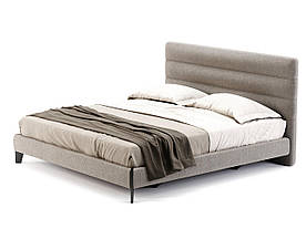 Ліжко двоспальне м'яке MeBelle NAGRIE 140х200, 160х200, 180х200 на ніжках, світло-коричневий бежевий велюр