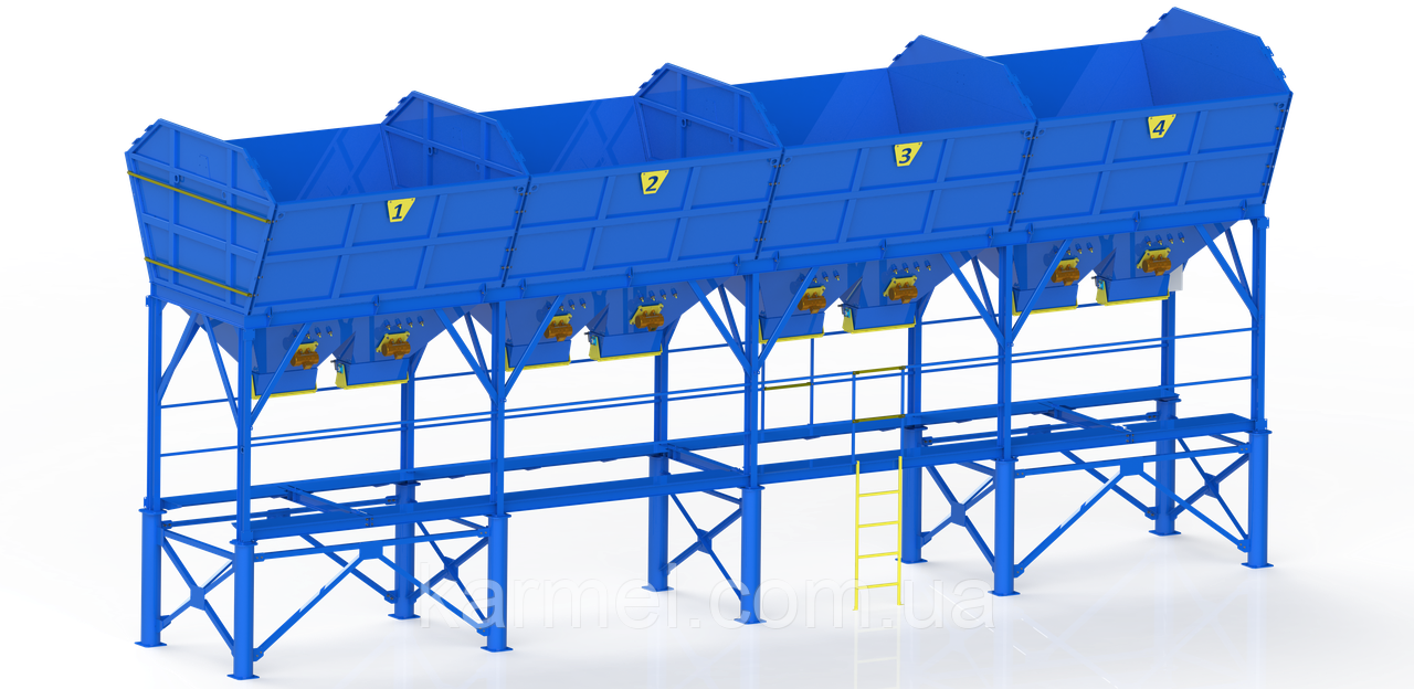Бункер для інертних матеріалів чотирьохсекційний 4х5 м.куб.