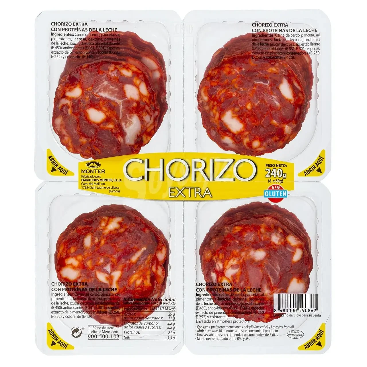 Нарізка ковбаси чоризо Chorizo Extra Hacendado 240г