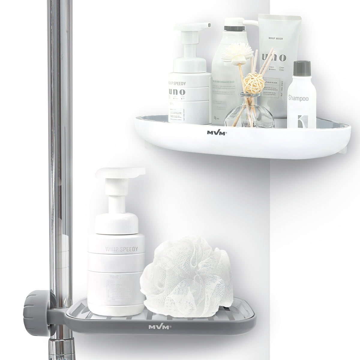 Комплект No9: полиця кутова клейка та полиця на душову штангу