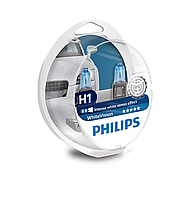 Лампа галогенная H1 12V 55W White Vision+60% Philips 2шт 168414