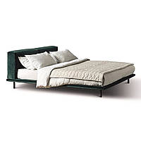 Ліжко в сучасному стилі з тонкою основою м'яке MeBelle MIU 160х200 см, зелений смарагдовий велюр
