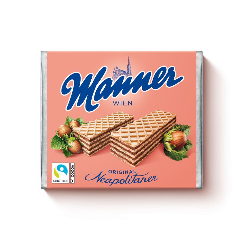 Вафлі Manner Neapolitaner з горіховим кремом, 75 г, 12 шт/ящ