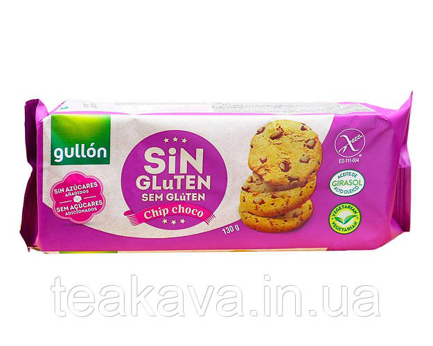 Печенье без сахара, без глютена с шоколадной крошкой GULLON Chip Choco ...