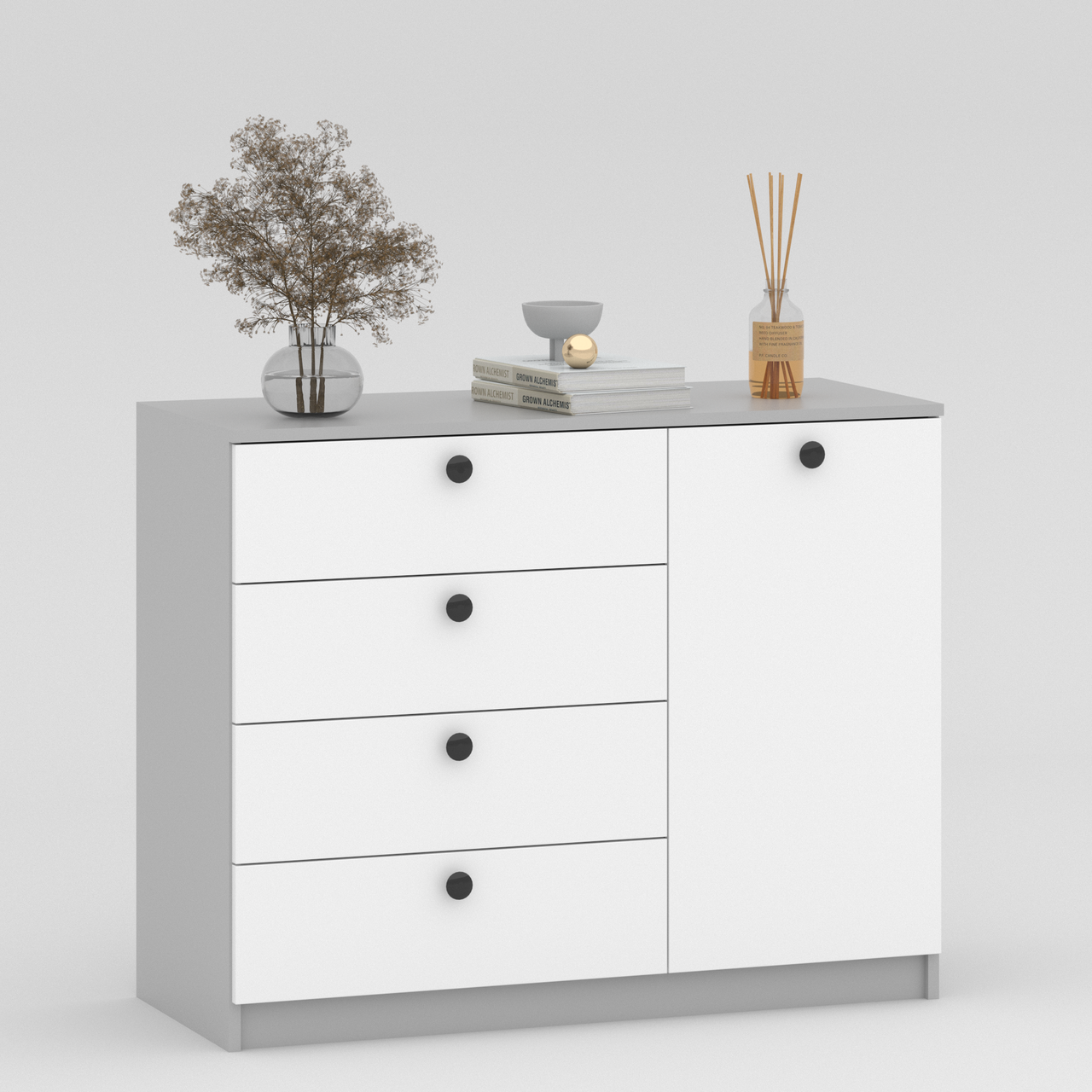 Комод Марк-1 Сірий \ Білий 800х1000х420 мм, фото 1