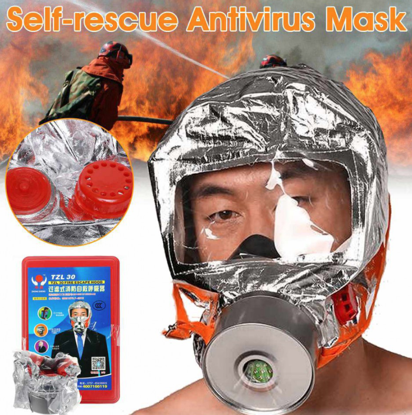 Маска противогаз из алюминиевой фольги, панорамный противогаз Fire mask защита головы от радиации, GP6 - фото 6 - id-p1703575806