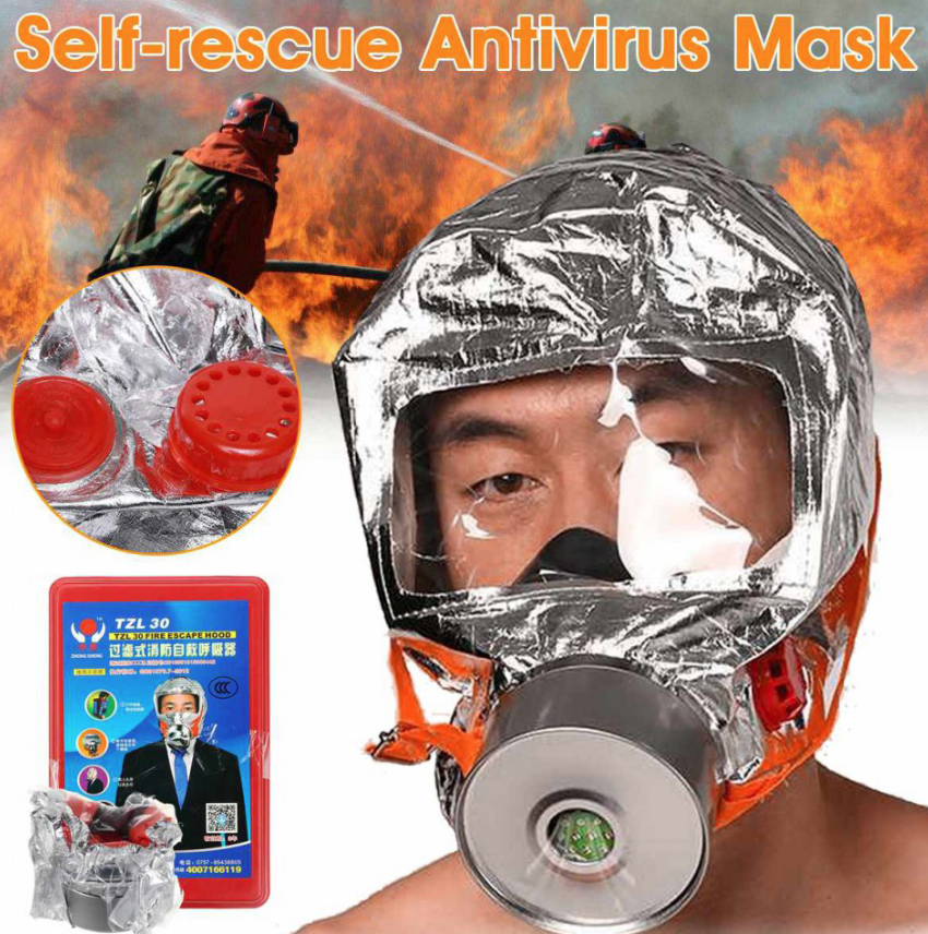Маска противогаз из алюминиевой фольги, панорамный противогаз Fire mask защита головы от радиации, GP7 - фото 6 - id-p1703575807