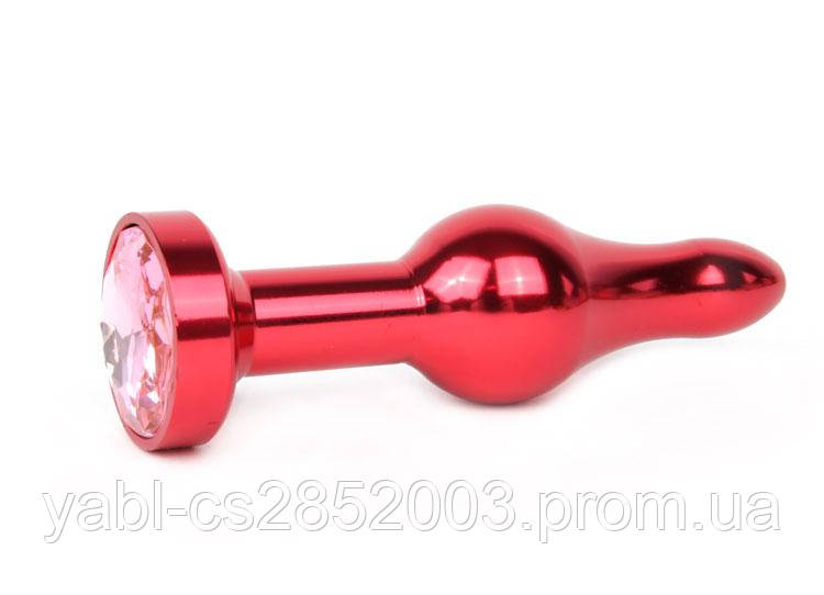 КРАСНА АНАЛЬНА ВТУЛКА, L 103 мм D 28 мм, вага 80 г, колір кристала рожевий