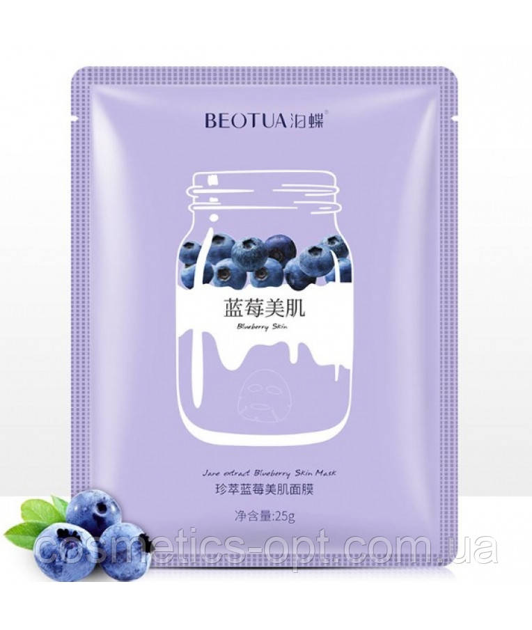 Антибактеріальна тканинна маска з екстрактом чорниці BEOTUA Blueberry Skin Mask