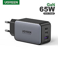 Задрядное устройство UGREEN 65W GaN Quick Charge 4.0 3.0 Type C PD Charger на 3 порта 65 Вт (3 в 1)