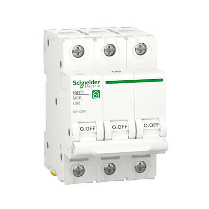 Автоматичний вимикач Schneider Electric Resi 9 6кА С 3p 63A C R9F12363, фото 1