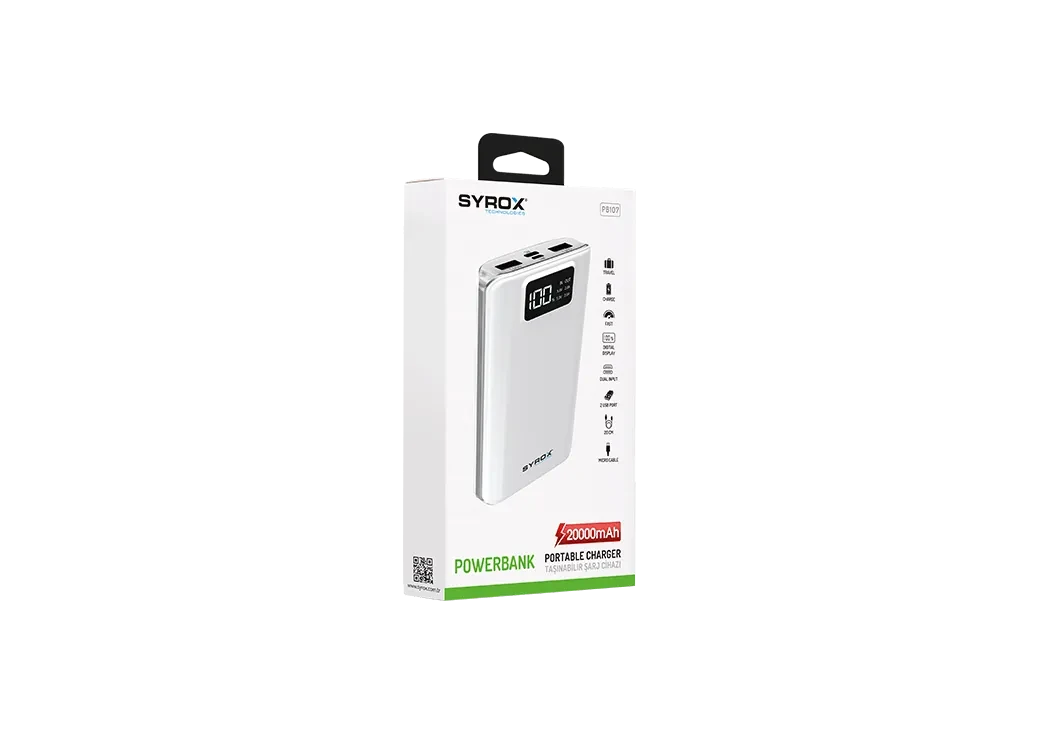 Внешний аккумулятор PowerBank Syrox PB107 20000mAh /2 USB/ Type-C/ microUSB/ White / - фото 6 - id-p1703553856