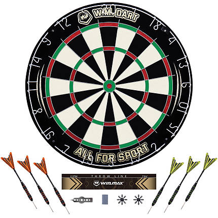 Дартс із сизалю WinMax Match Play G491 професійний 45cм 6 дротиків Profi Мішень в офіс, фото 1
