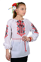 Вышиванка для девочки "Украиночка" красно-черная вышивка размеры 34-40