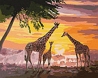 Картина по номерам Семья жирафов 40 x 50 Идейка KHO4353
