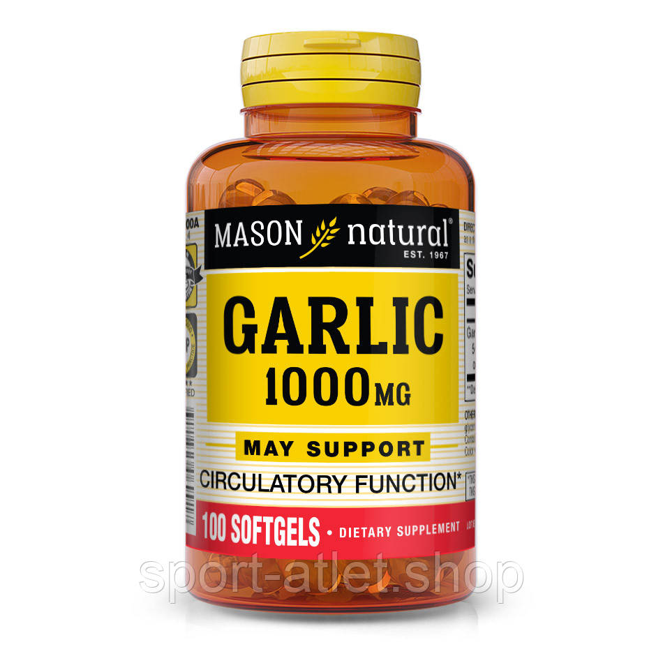 Натуральна добавка Mason Natural Garlic Oil 1000 mg, 100 капсул, фото 1