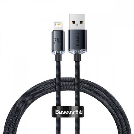Кабель для зарядки телефона/ смартфона Baseus USB - Lightning 2.4 A 1.2 м Чорний (CAJY000001), фото 1