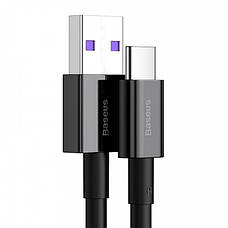 Кабель для зарядки телефона/ смартфона Baseus Superior USB - Type-C 6 А 1 м Чорний (CATYS-01), фото 3